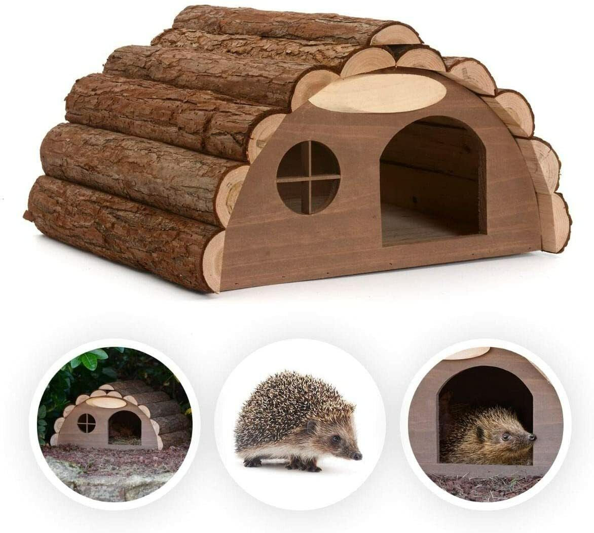 Wooden Hedgehog Hibernation House Large Solid Garden Shelter Home Food Nest Box