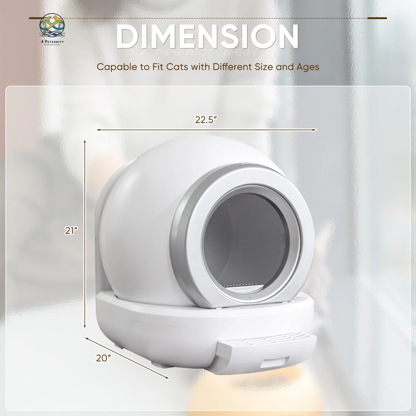 Automatic Self-Cleaning Cat Litter Box with Plastic Pad, Smart Cat Litter Box with APP Control, White