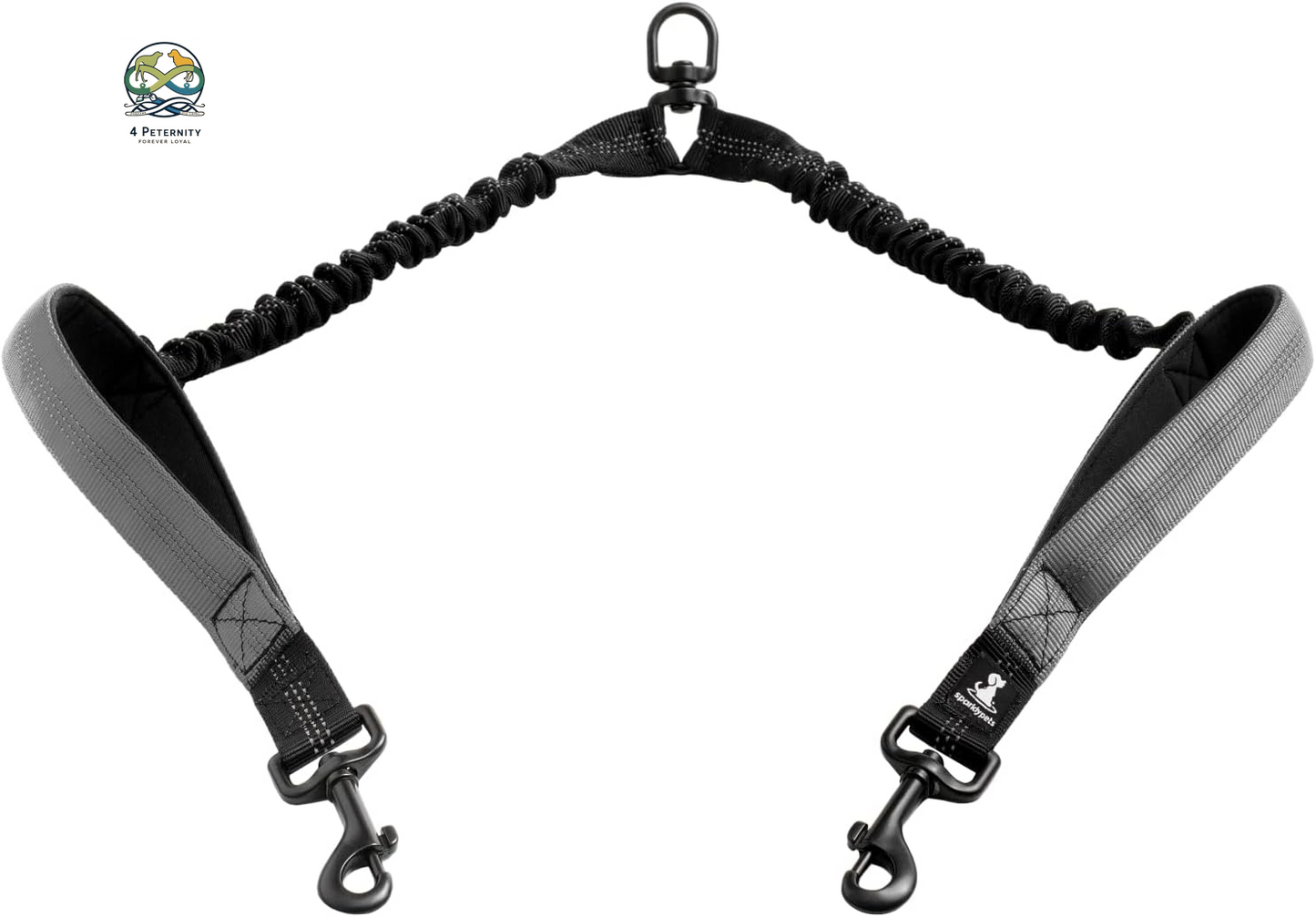 Hands Free Double Dog Leash – Dual Leash for Medium and Large Breeds – Lead for 2 Dogs with Padded Handles, Reflective Stitches, No Pull, Tangle Free