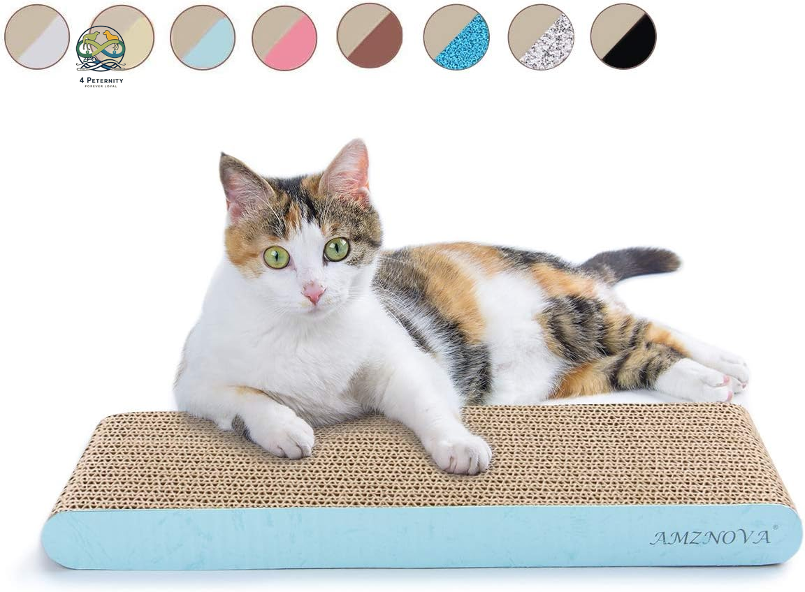Cat Scratcher, Cardboard Cat Scratchers, Durable & Recyclable Scratching Pad, Colors Series, Narrow, Baby Blue