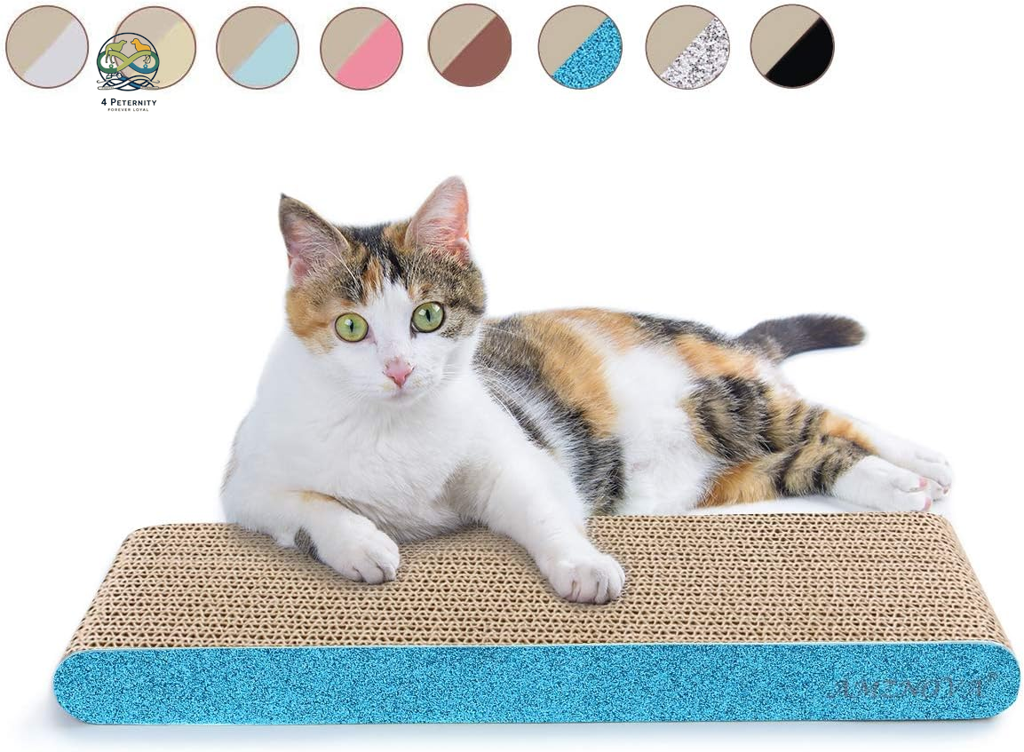 Cat Scratcher, Cardboard Cat Scratchers, Durable & Recyclable Scratching Pad, Colors Series, Narrow, Baby Blue