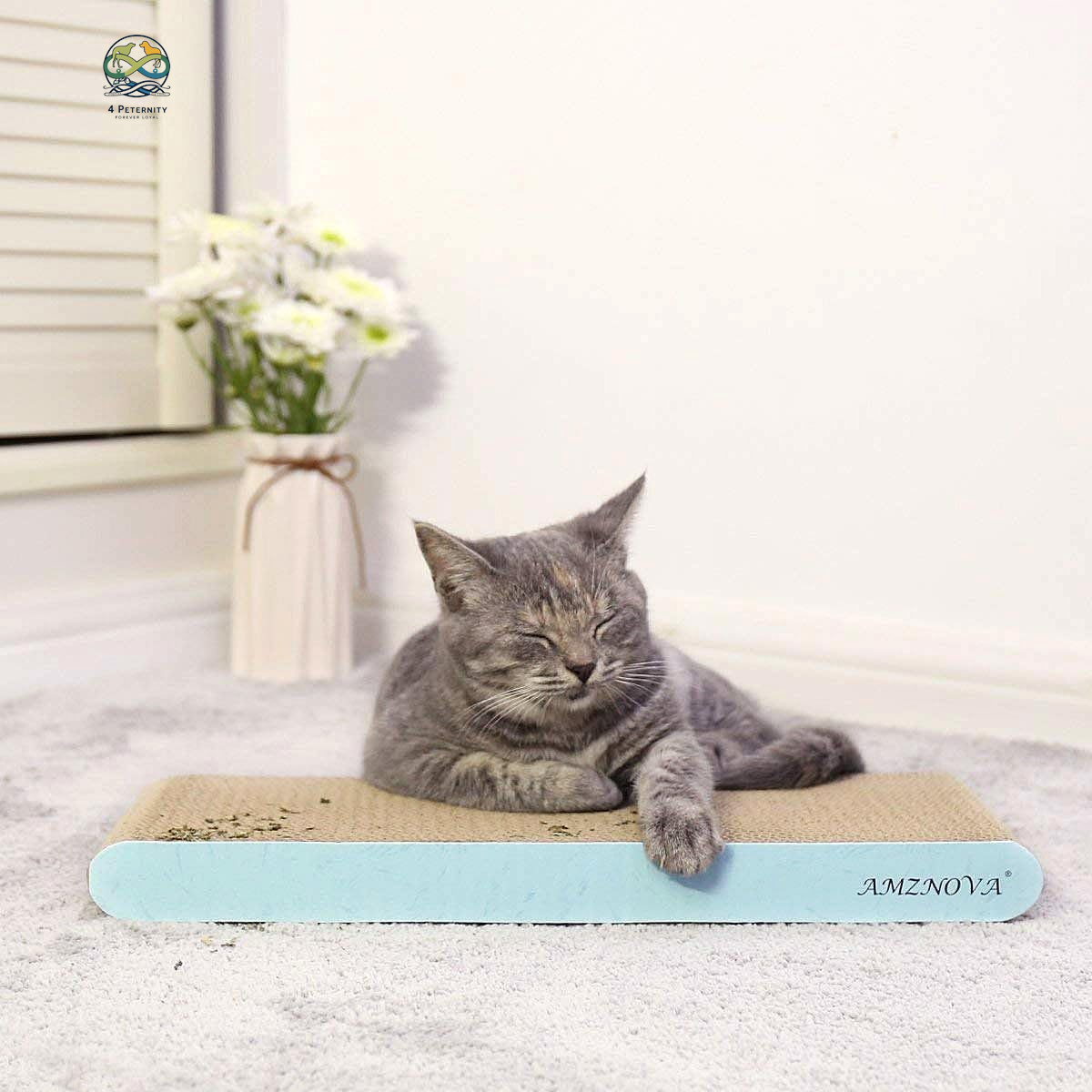 Cat Scratcher, Cardboard Cat Scratchers, Durable & Recyclable Scratching Pad, Colors Series, Narrow, Baby Blue