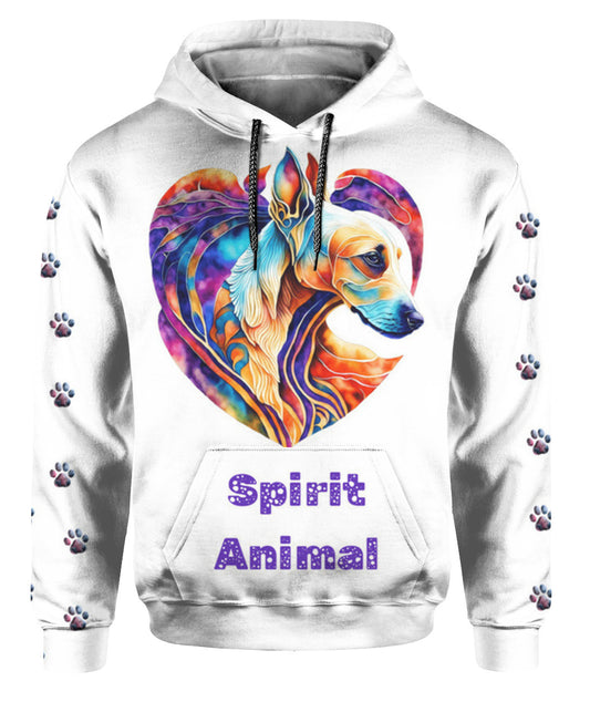 Spirit Animal KINDRED GRYHOUND Unisex Hoodie – All-over print, soft felt, fast shipping, a perfect gift for pet lovers and pet parents