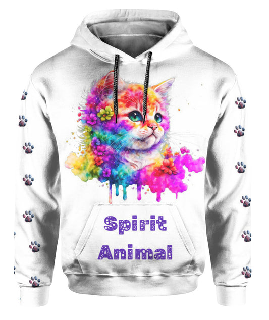 Spirit Animal KARMA KITTEN Unisex Hoodie – All-over print, soft felt, fast shipping, a perfect gift for pet lovers and pet parents
