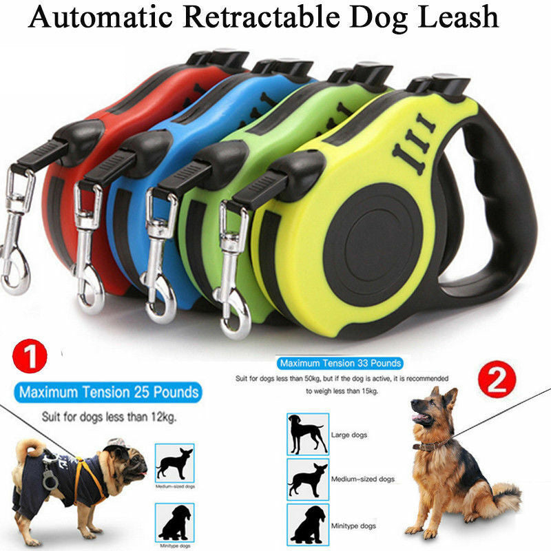 Automatic Retractable Dog Leash - Dual Size Options with Brake & Lock Safety System - Enhance Your Dog Walking Experience