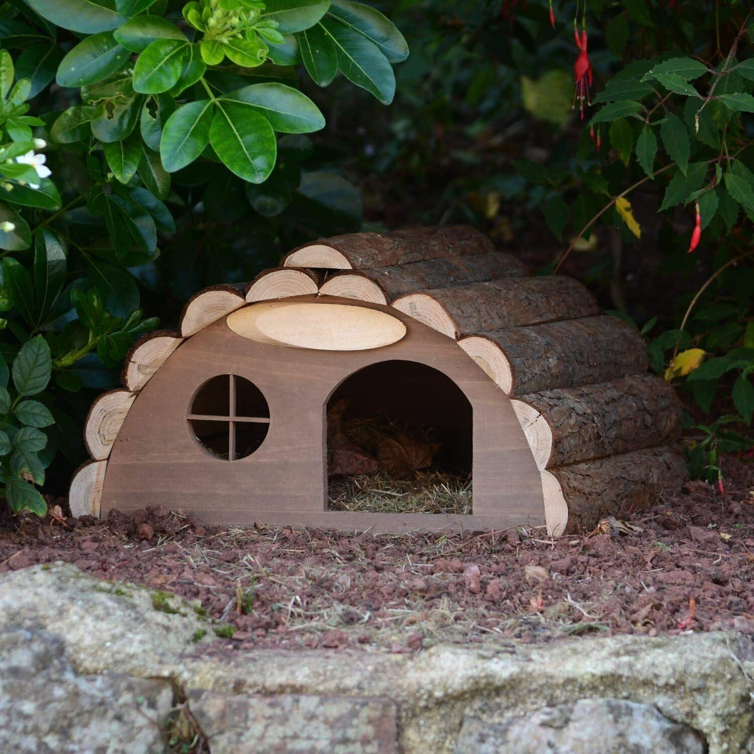 Wooden Hedgehog Hibernation House Large Solid Garden Shelter Home Food Nest Box