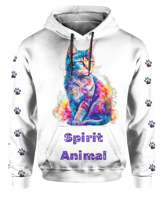 Spirit Animal FELINE FANTASY Unisex Hoodie – All-over print, soft felt, fast shipping, a perfect gift for pet lovers and pet parents
