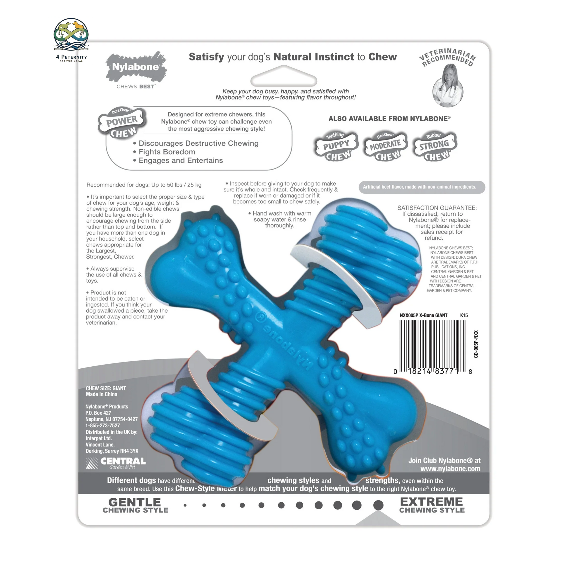 Power Chew Comfort Hold X Bone Dog Toy Beef Large/Giant - up to 50 Lbs. (1 Count)