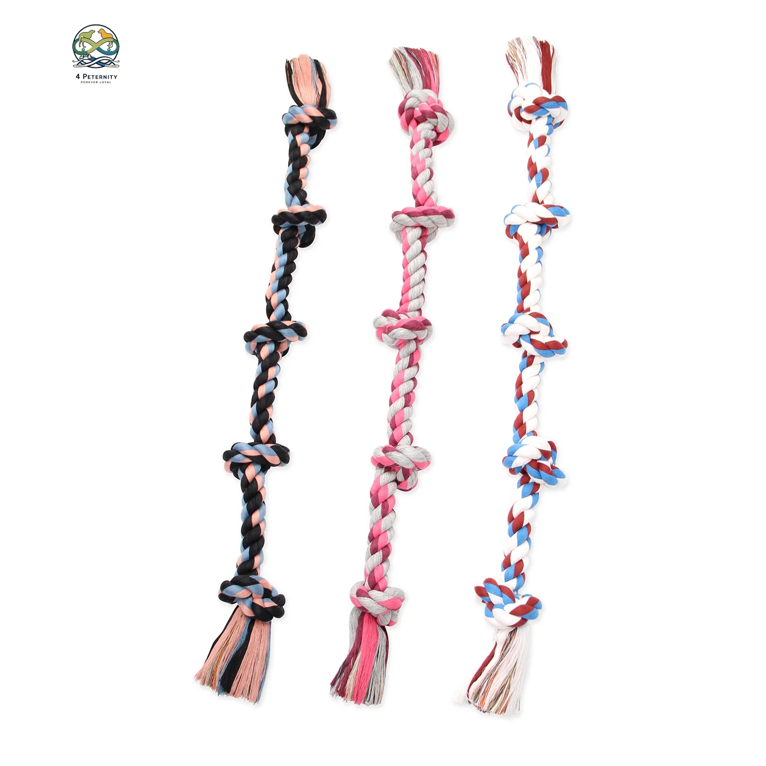 Flossy Chews Cottonblend 5 Knot Tug Rope Dog Toy Extra Large 36", Assorted Colors