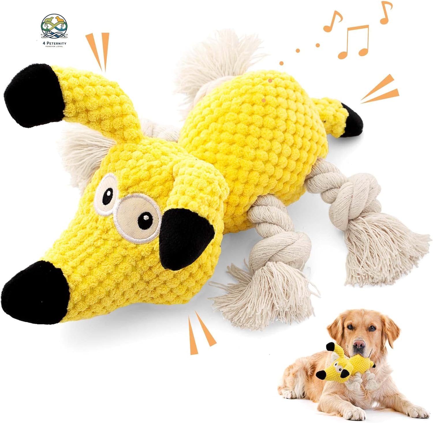 Dog Toys,Squeaky Dog Chew Toy with Crinkle Paper,Tough Stuffed Dog Toys for Teeth Cleaning,Durable Rope Toys for Puppy, Small, Middle Dogs (Dog)