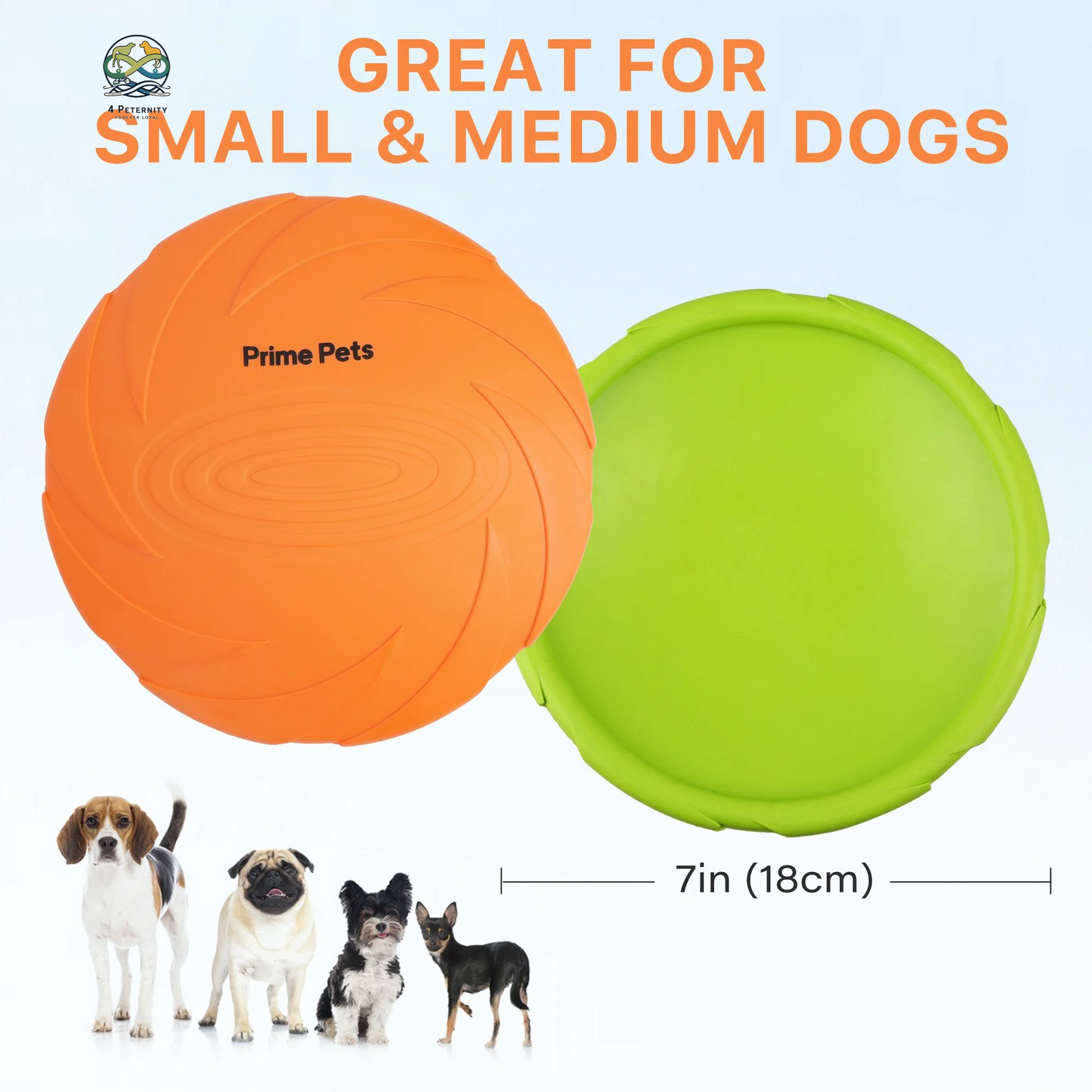 Dog Frisbees, 2Pcs 7 in Dog Flying Disc Saucer, Durable Dog Toys, Orange and Green