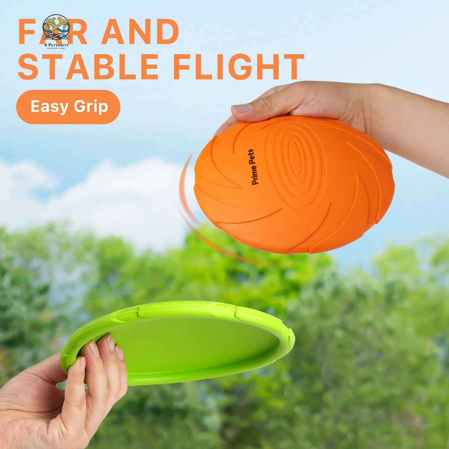 Dog Frisbees, 2Pcs 7 in Dog Flying Disc Saucer, Durable Dog Toys, Orange and Green