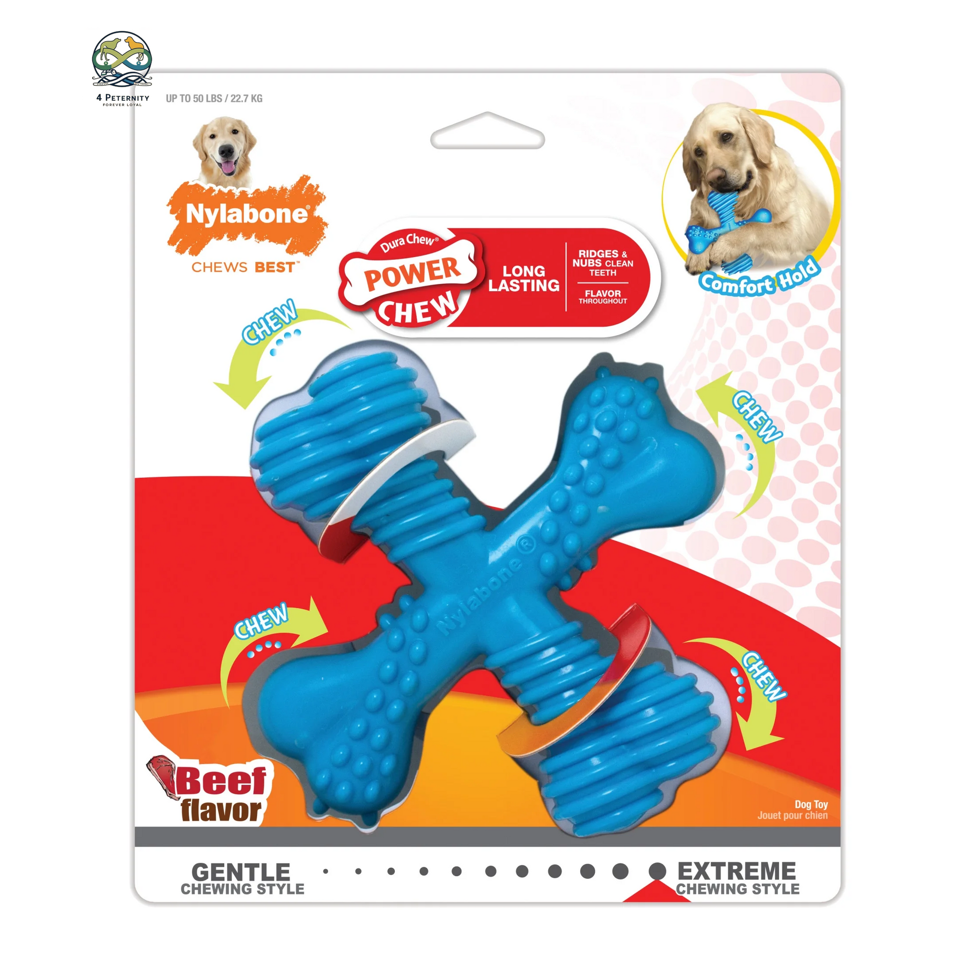 Power Chew Comfort Hold X Bone Dog Toy Beef Large/Giant - up to 50 Lbs. (1 Count)