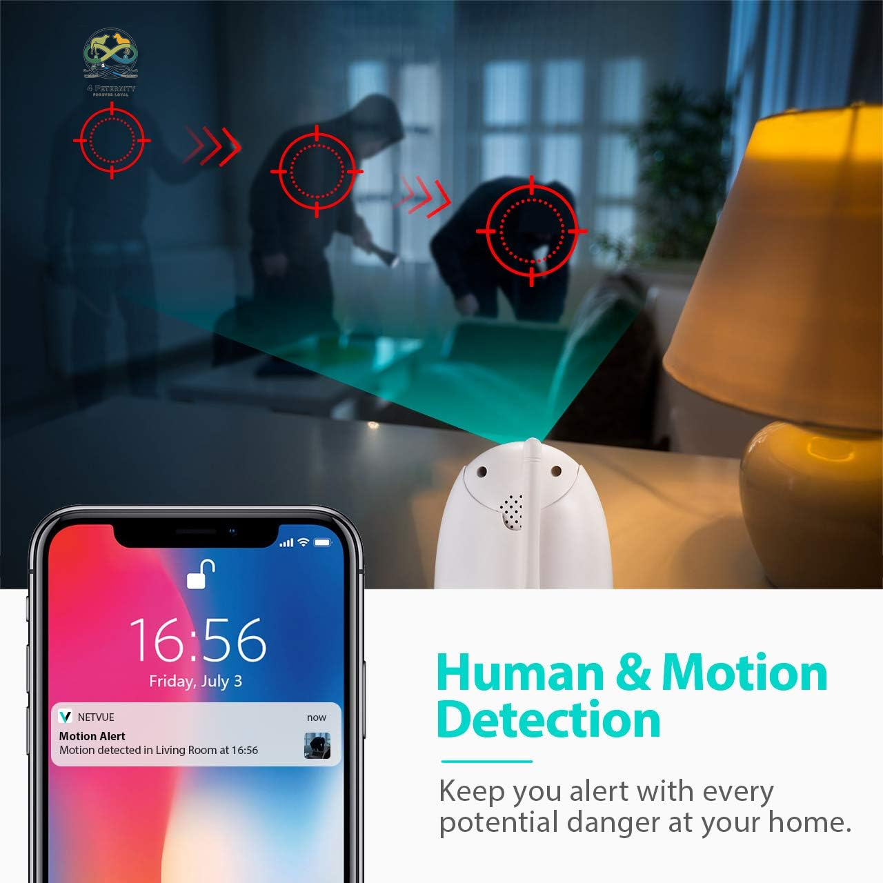 Indoor Camera, 1080P FHD 2.4Ghz Wifi Pet Camera, Home Camera for Pet/Baby, Dog Camera 2-Way Audio, Indoor Security Camera Night Vision, AI Human Detection, Cloud Storage/Tf Card, White
