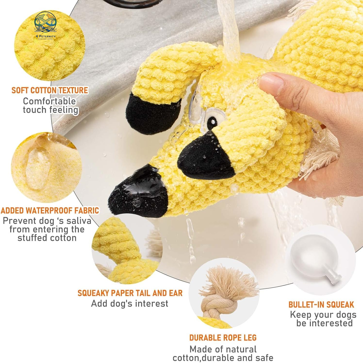 Dog Toys,Squeaky Dog Chew Toy with Crinkle Paper,Tough Stuffed Dog Toys for Teeth Cleaning,Durable Rope Toys for Puppy, Small, Middle Dogs (Dog)