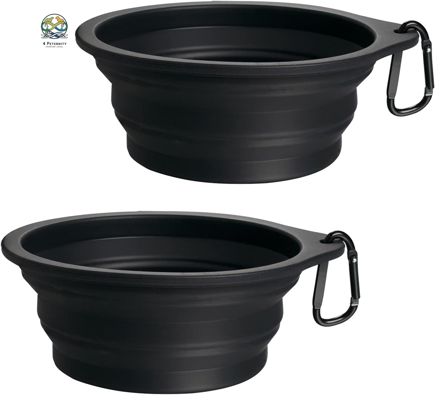 2-Pack Silicone Collapsible Dog Bowls, BPA Free Dishwasher Safe, Portable Foldable Expandable Travel Bowl, Food Water Feeding Cup Dish for Dogs Cats with 2 Carabiners (Army Green, Blue)