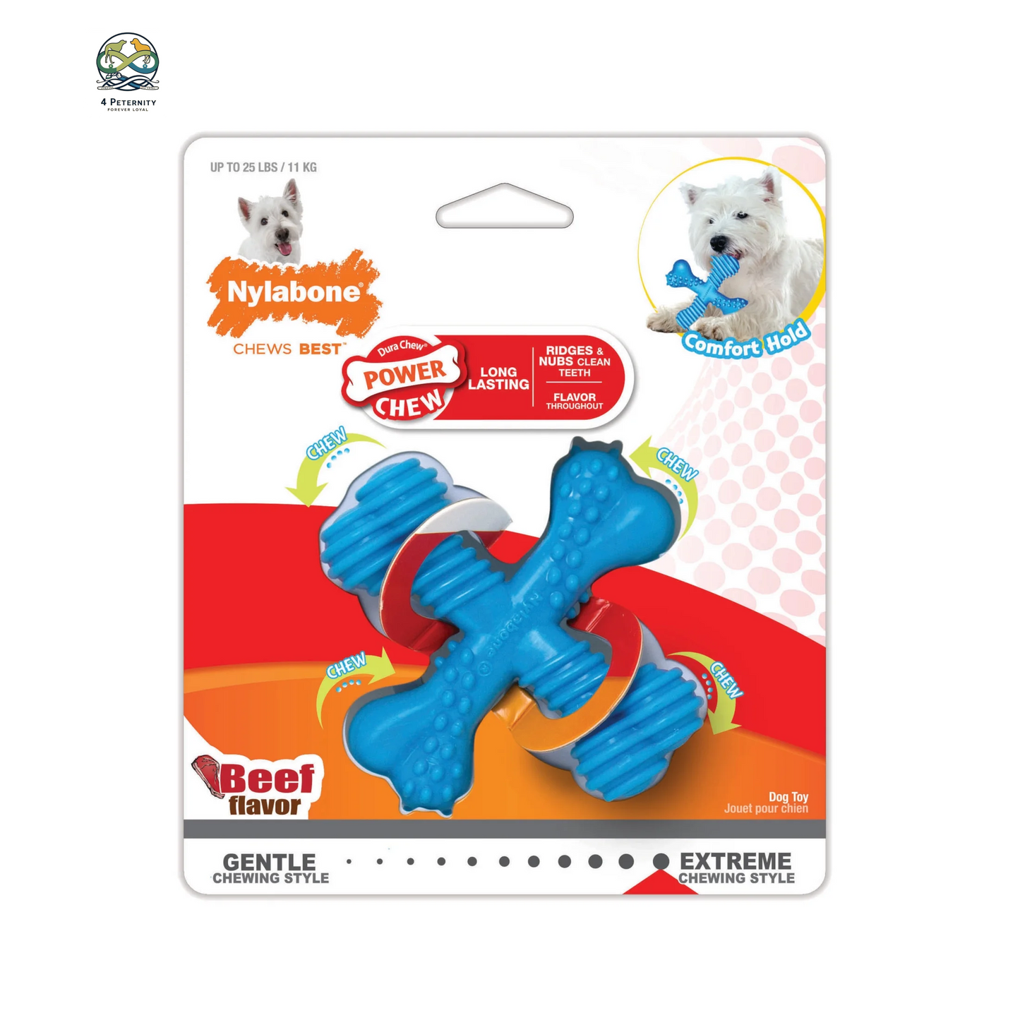 Power Chew Comfort Hold X Bone Dog Toy Beef Large/Giant - up to 50 Lbs. (1 Count)